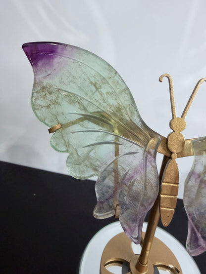 Rainbow Fluorite Butterfly Crystal Display on Stand – 15 cm