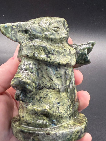 Serpentine Jade “Yoda” Carving 537g 10cm