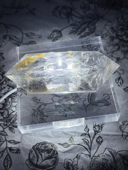 Clear Quartz Double Terminated Point with Golden Healer Inclusion (190g)