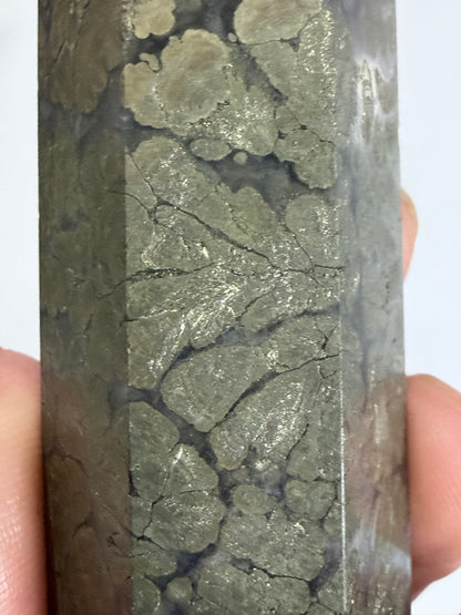 Marcasite in Agate Crystal Tower – 10cm | 158g