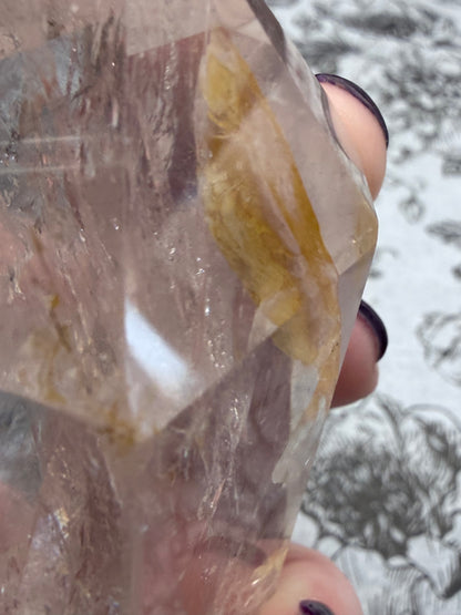Clear Quartz Double Terminated Point with Golden Healer Inclusion (190g)