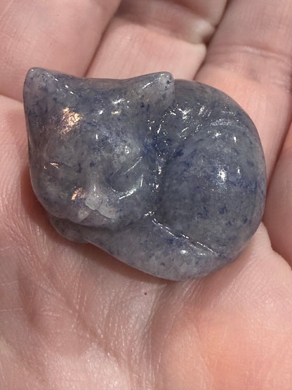 Sleeping Cat Crystal Carving – 3cm (Mixed Materials)