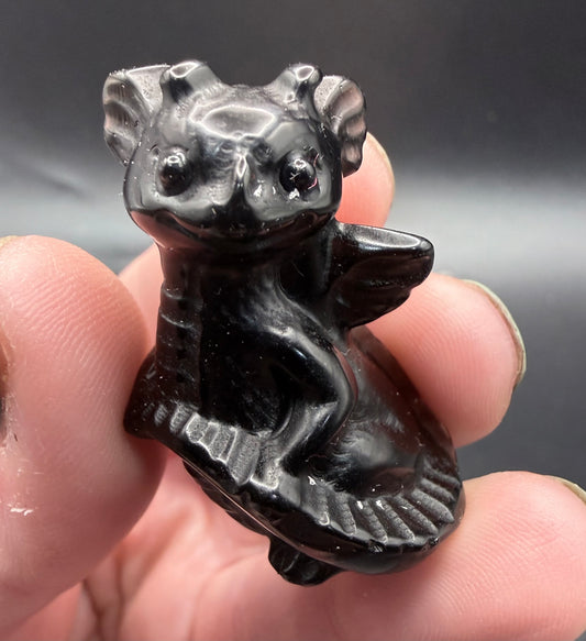 Black Obsidian Baby Dragon – 4cm