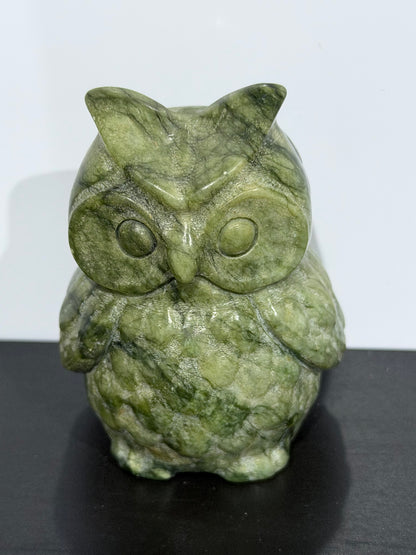 Green Serpentine Owl Carving – 162g