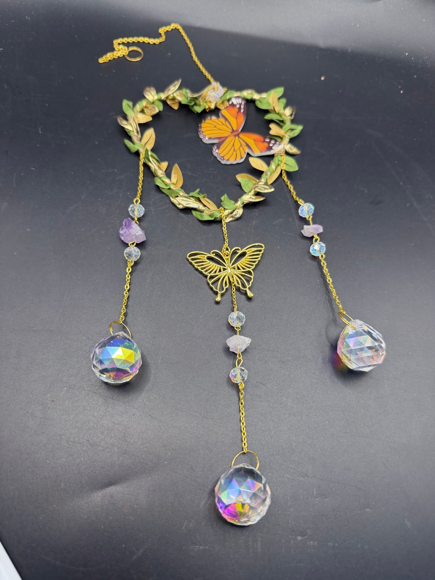 Butterfly Heart Suncatcher – 40cm (with chain)