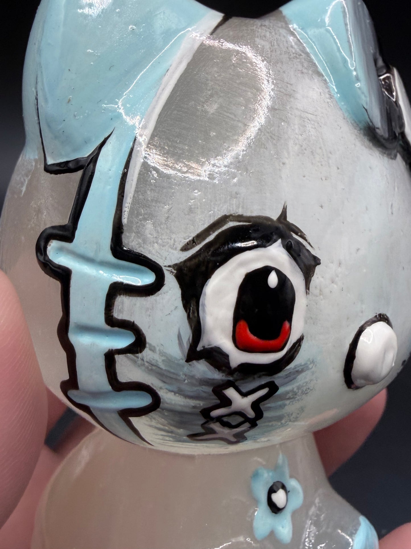 Hello Kitty Inspired Hand-Painted Selenite Figurine – Large