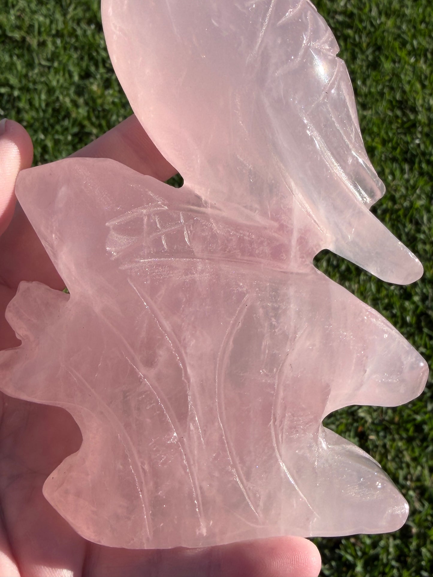 Rose Quartz Parrot Carving – 500g