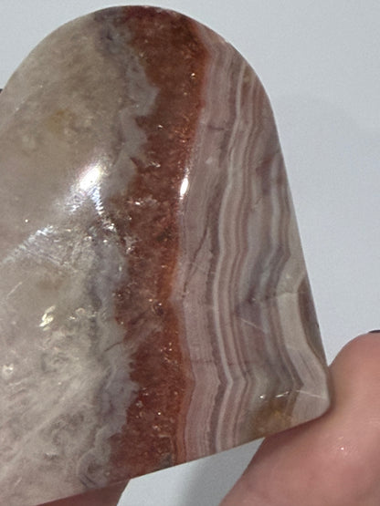 Amethyst & Banded Agate Heart 93g | 6.3 × 5.7 cm | Self-Standing G