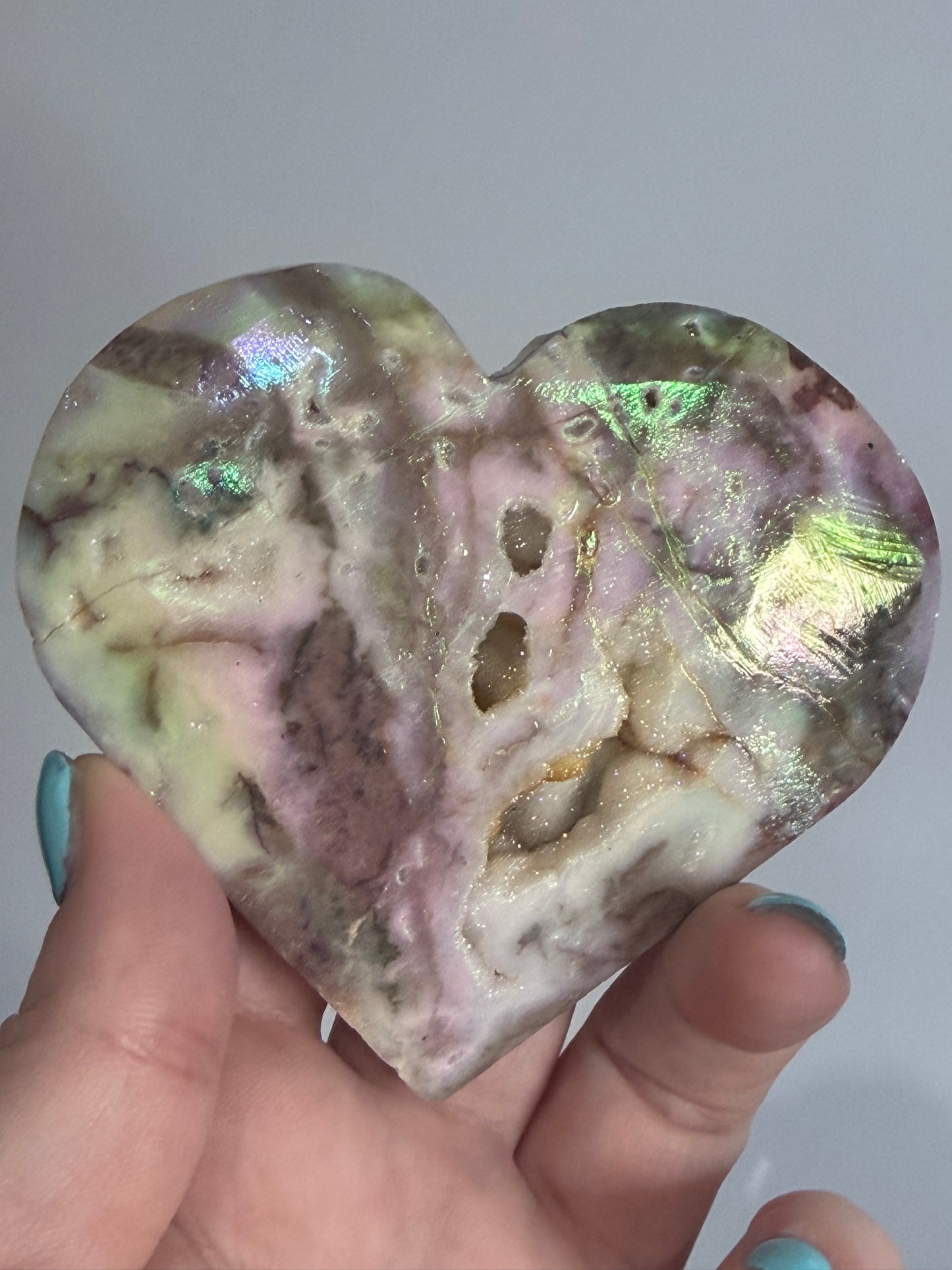 Aura-Coated Sphalerite Druzy Heart 230g | 8.8 × 8.2 cm