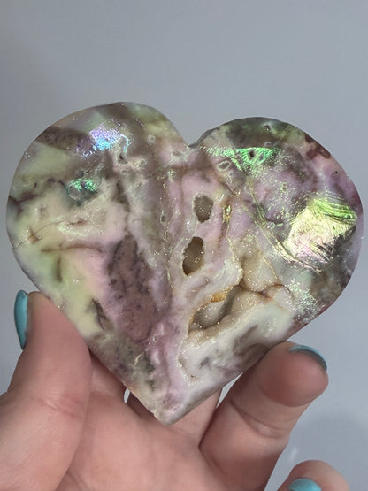 Aura-Coated Sphalerite Druzy Heart 230g | 8.8 × 8.2 cm