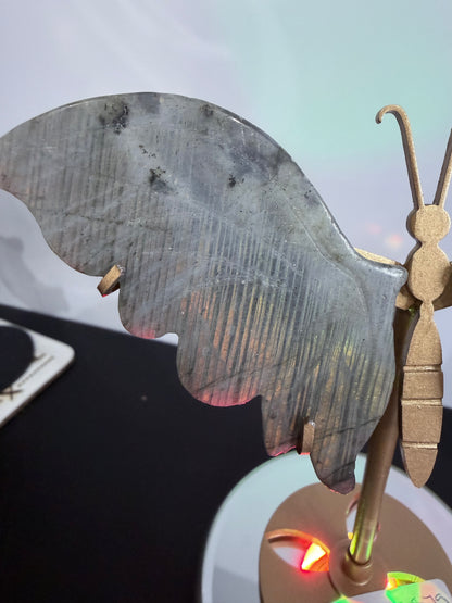 Labradorite Butterfly Crystal Display on Stand – 15 cm