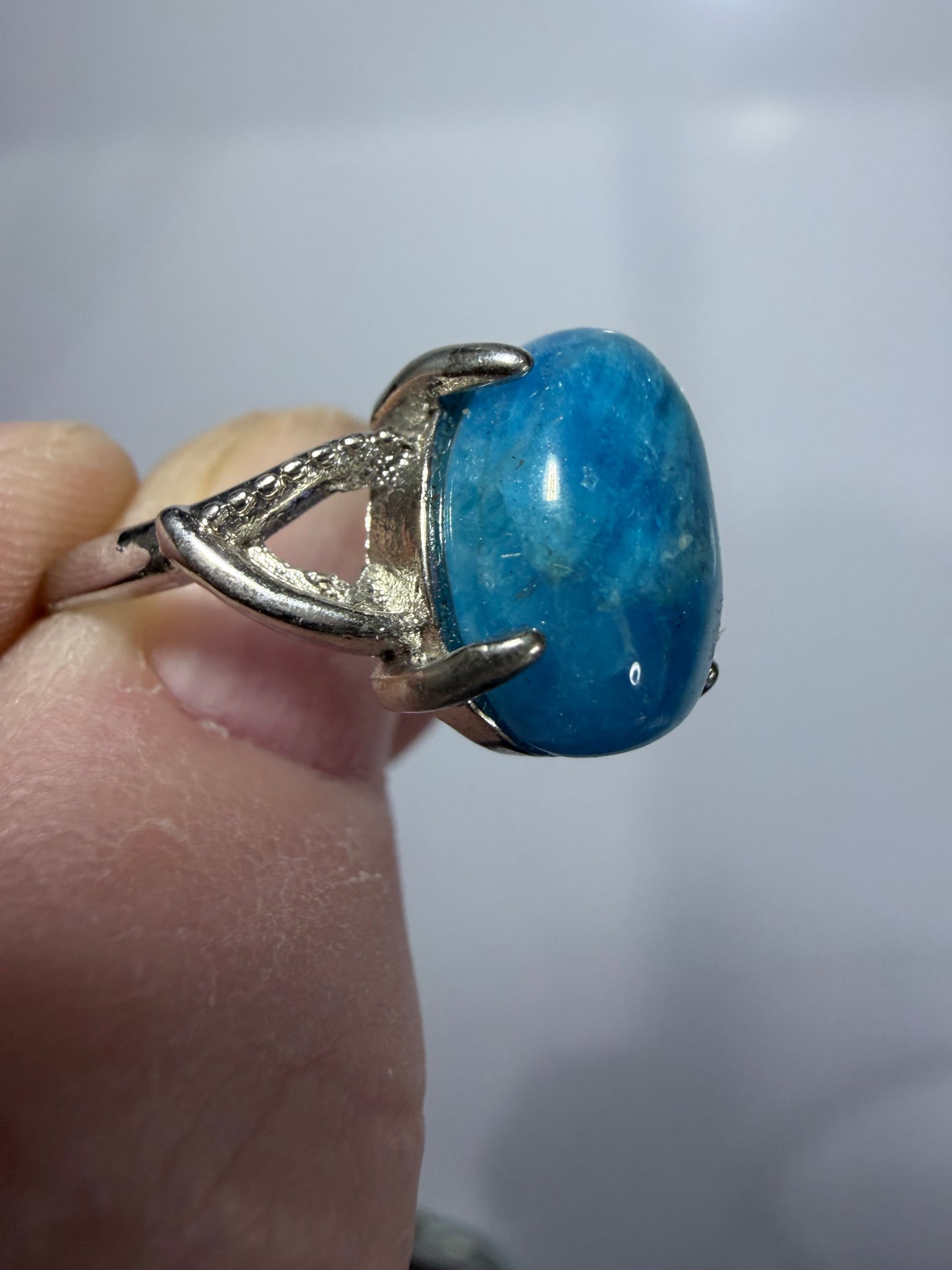 Natural Blue Apatite Adjustable Ring B