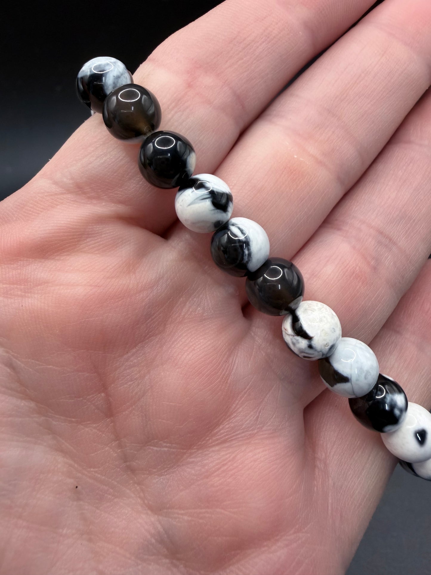 Orca Agate Bracelet – 8mm with Orca Tail Charm