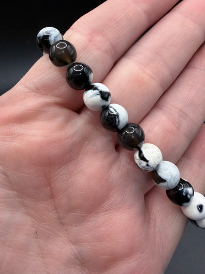 Orca Agate Bracelet – 8mm with Orca Tail Charm