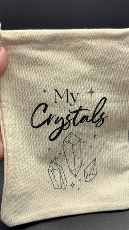 “My Crystals” Drawstring Pouch – Cotton Storage Bag (20cm)