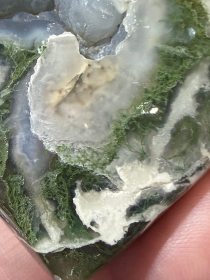 Natural Moss Agate Druzy Heart – Crystal Heart with Druzy Pocket | 6.3 x 5.8 cm | 78g C
