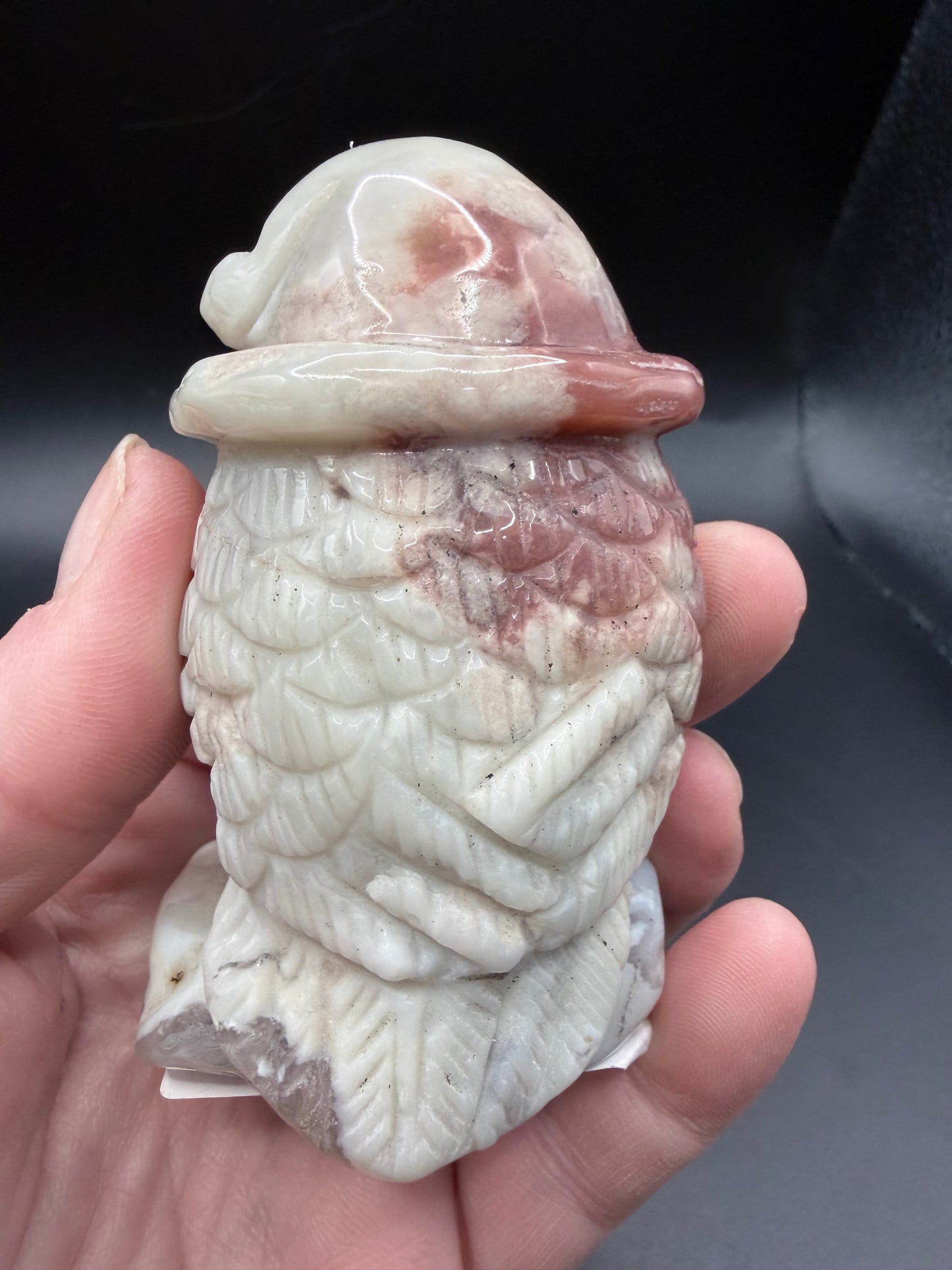 Flower Agate Owl Carving