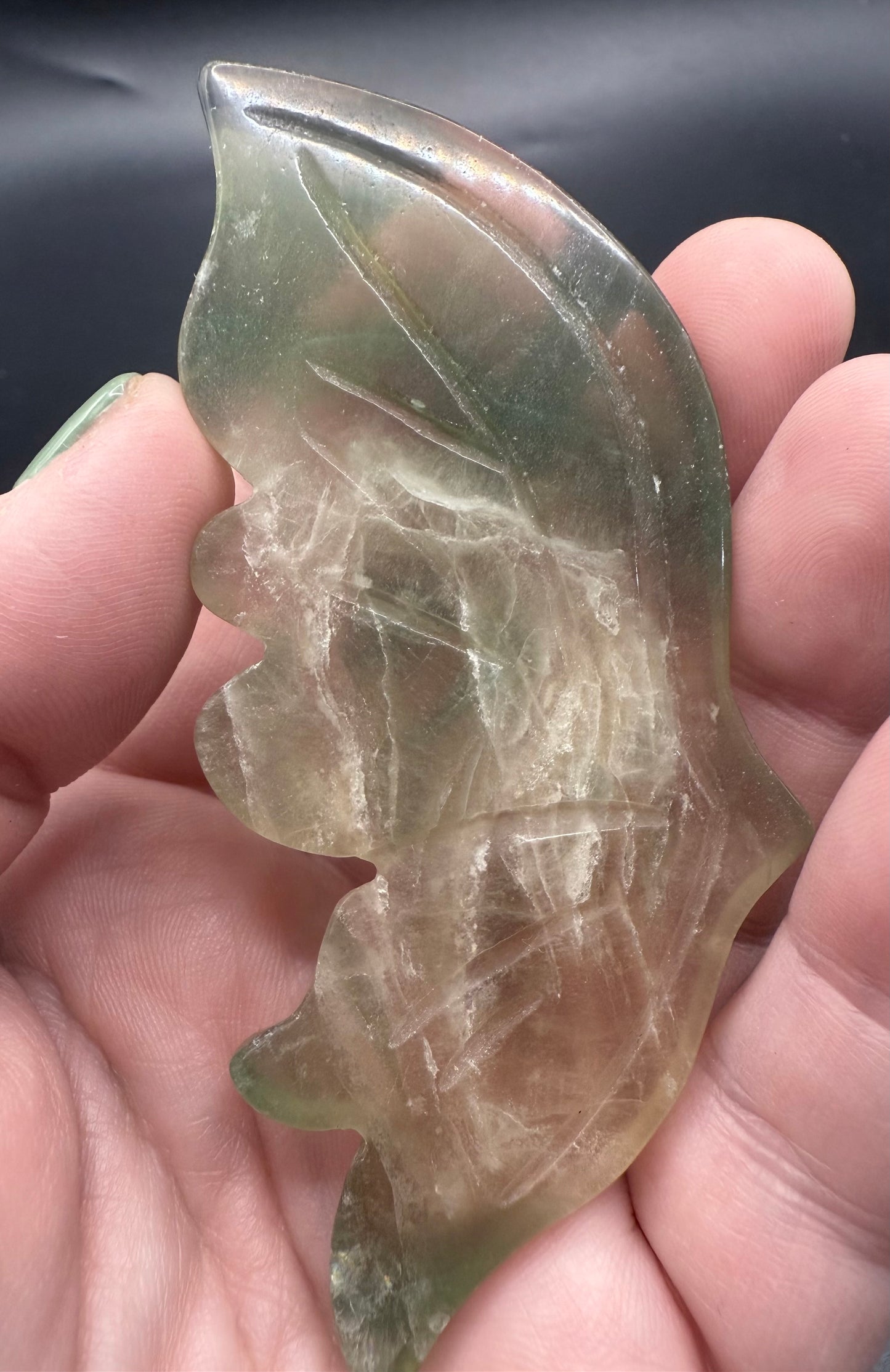 Green & Honey Fluorite Butterfly with Stand