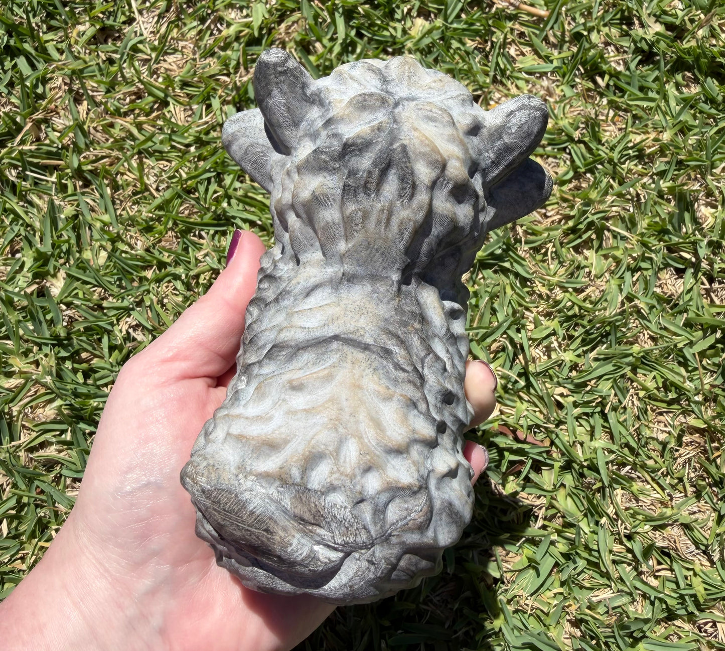 Picasso Jasper Highland Cow Crystal Carving – 13 × 11cm (1.1kg)
