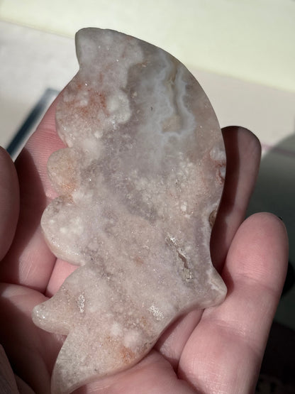 Flower Agate Butterfly on Gold Stand