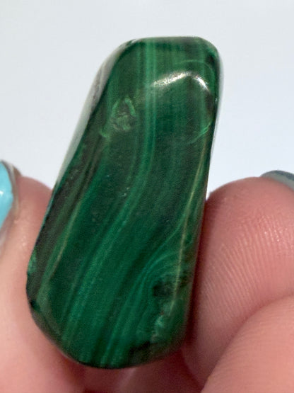 Malachite Polished Tumble Stone – Natural Banded Patterns C -