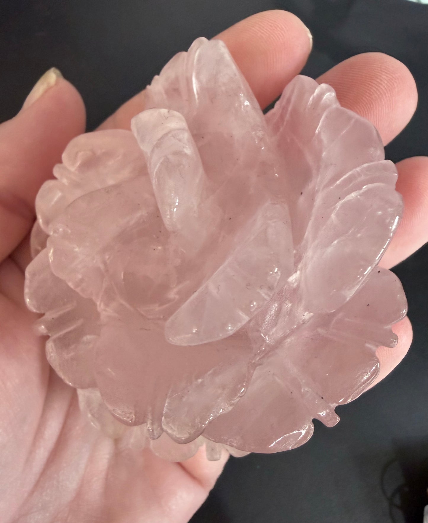 Rose Quartz Rose Carving with Light Base – 7.6 × 6.6 cm | 191g