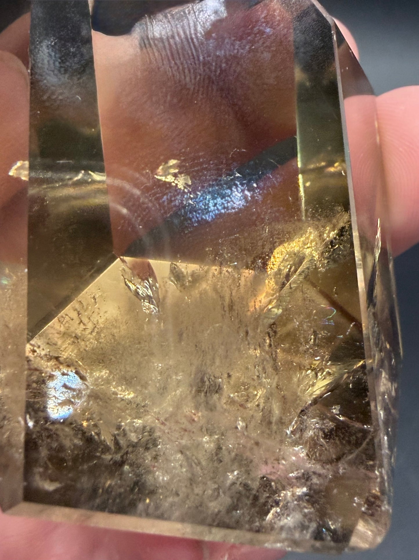 Smokey Citrine Point — High Clarity with Golden Inclusions