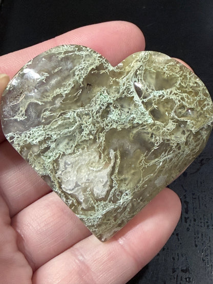 Natural Moss Agate Heart – Landscape Agate Crystal Heart | 5.7 x 5.2 cm | 65g B