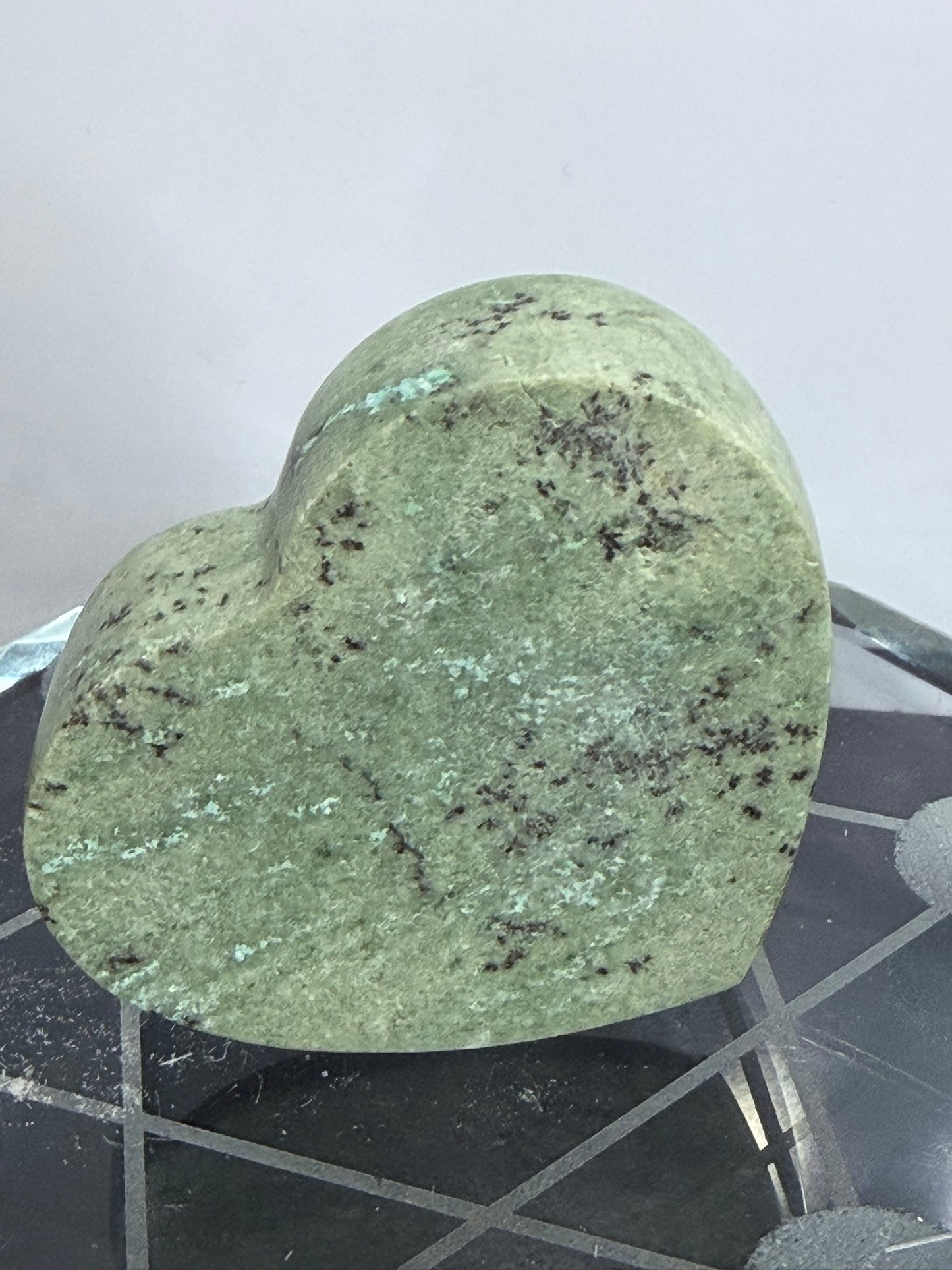 Madagascan Chrysoprase Free Standing Heart – 5.5cm A