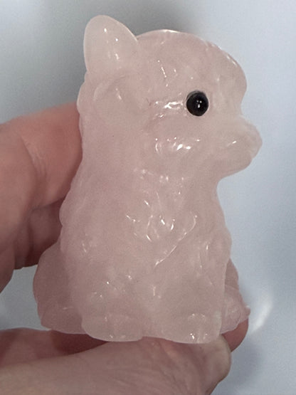 Rose Quartz Sitting Cow Carving – 6cm
