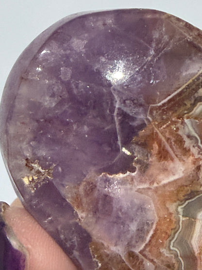 Amethyst & Banded Agate Heart with Acrylic Stand F