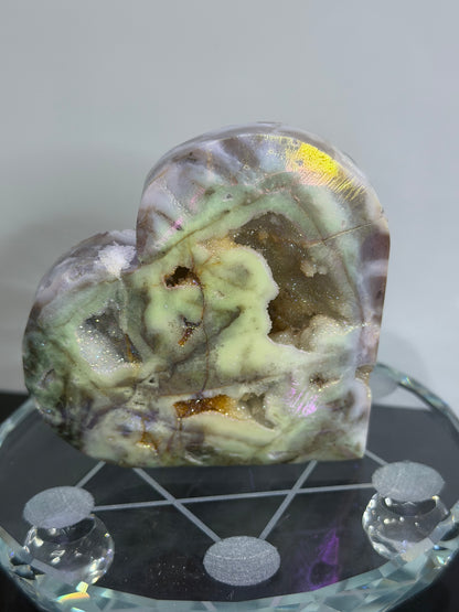 Aura-Coated Sphalerite Druzy Heart 230g | 8.8 × 8.2 cm
