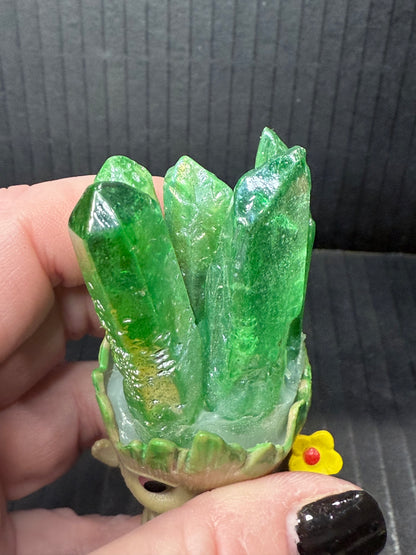 Green Aura coated Quartz Groot