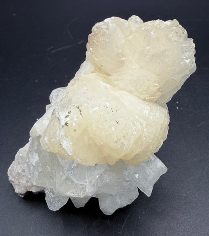 Stilbite on Apophyllite with Chrysocolla on Back