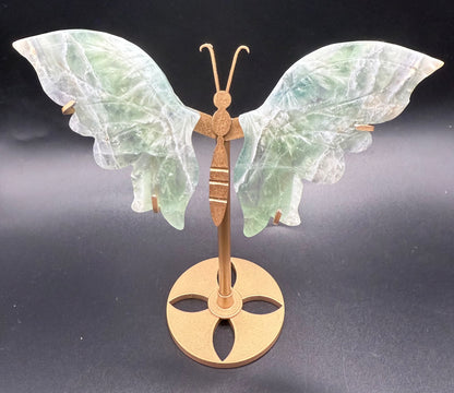 Snowflake Fluorite Butterfly with Stand