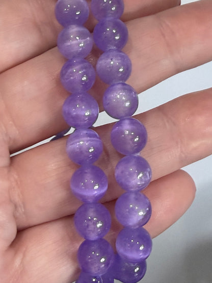 8mm Purple Selenite Bracelet – | Silky Glow, Colour Enhanced & Polished Finish - Supports relaxation and mental clarity