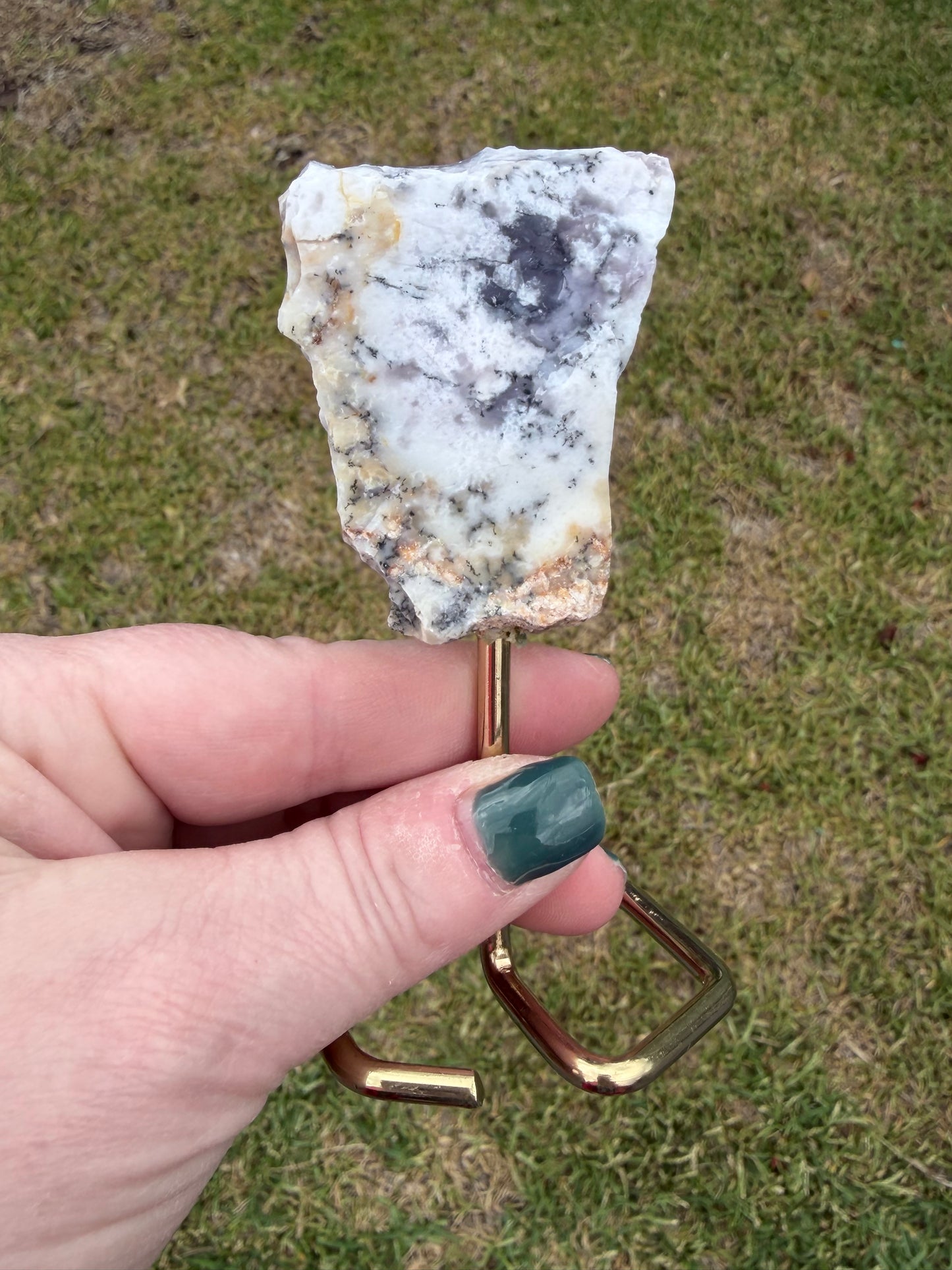 Dendritic Opal Slab on Stand (Merlinite-Style)