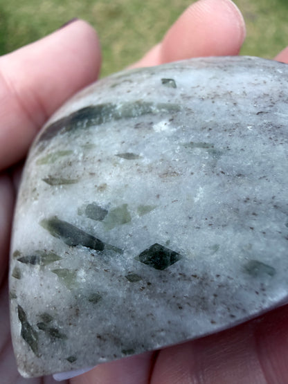 Green Tourmaline in Quartz Heart