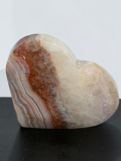 Amethyst & Banded Agate Heart 93g | 6.3 × 5.7 cm | Self-Standing G