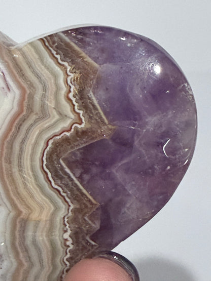 Amethyst & Banded Agate Heart with Acrylic Stand F