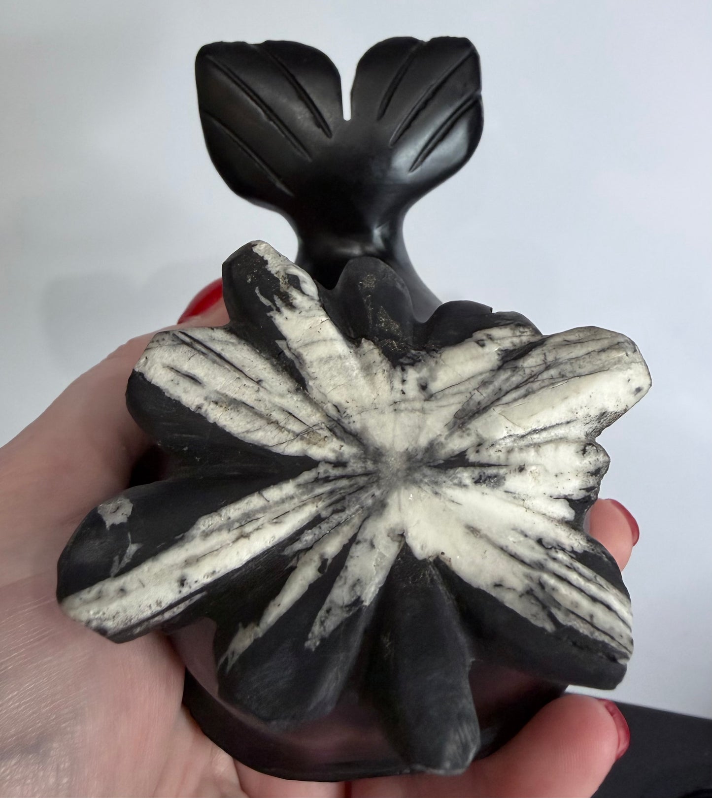 Chrysanthemum Stone Whale Crystal Carving – 12cm | 656g