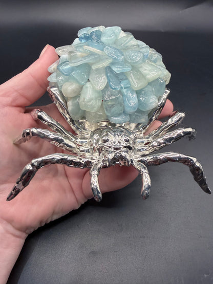 Aquamarine Crystal Spider Lamp