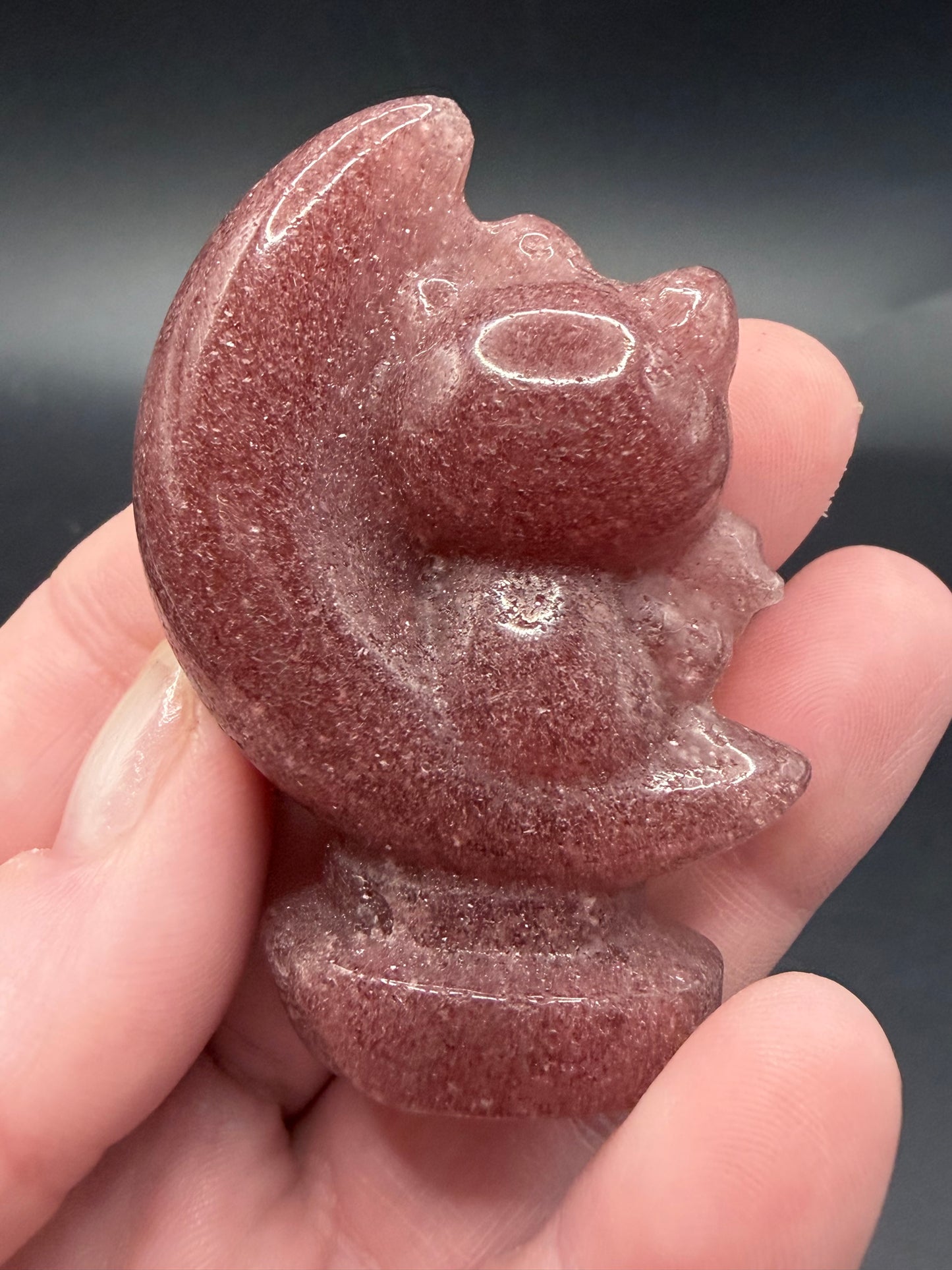 Hello Kitty Inspired Strawberry Quartz Carving – 5.5cm