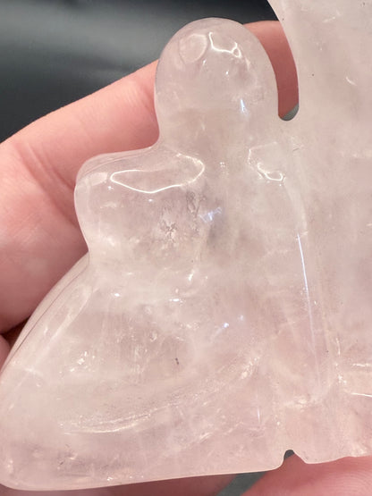 Rose Quartz Angel with Crescent Moon