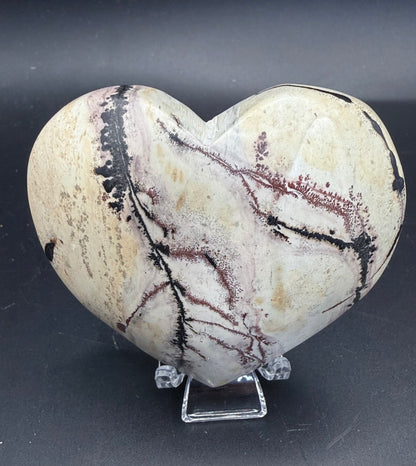 Picture Jasper with Dendritic Inclusions Heart 7.3cm
