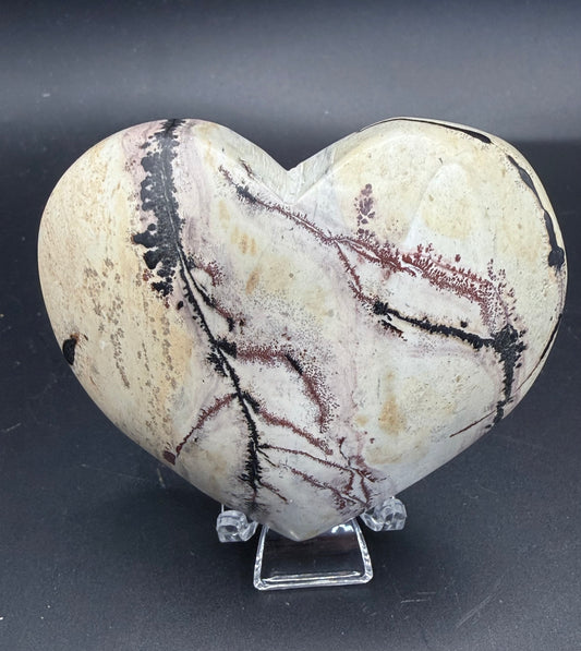 Picture Jasper with Dendritic Inclusions Heart 7.3cm