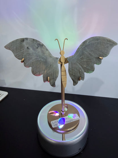 Labradorite Butterfly Crystal Display on Stand – 15 cm