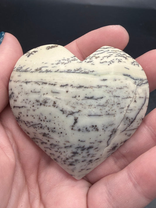 Dendritic Jasper Heart – Grounding & Growth 6cm