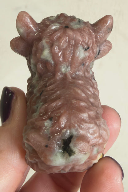 Highland Cow Peach Blossom Carving – 5–6 cm