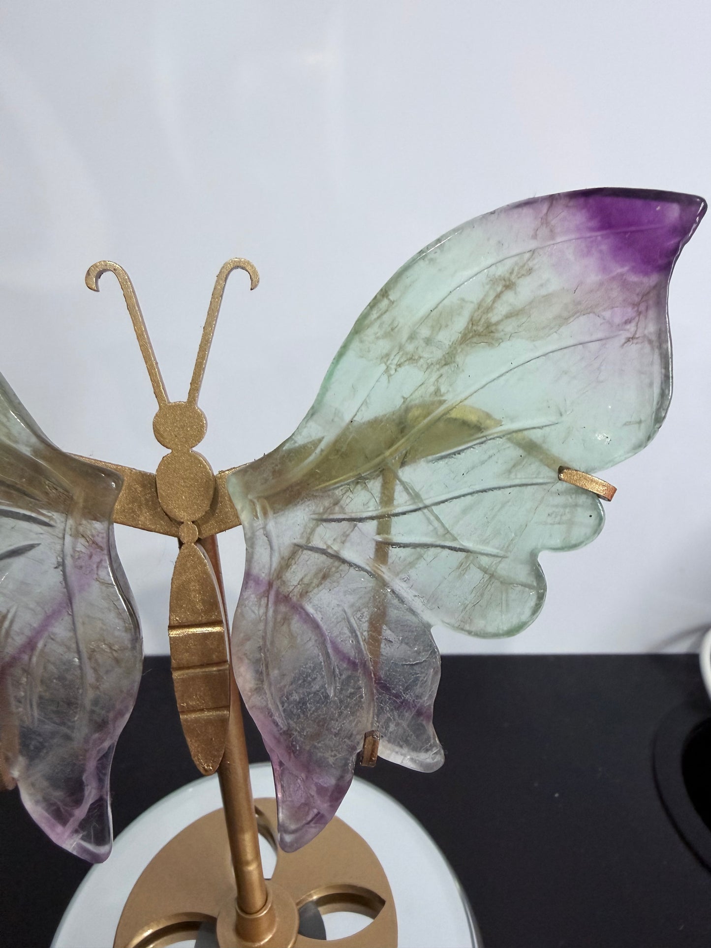 Rainbow Fluorite Butterfly Crystal Display on Stand – 15 cm